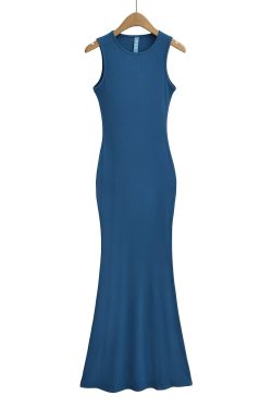 Lightweight Sexy Mermaid Dress for Women - Slim Fit Bodycon Sleeveless Long Dress for Spring and Summer Fashion