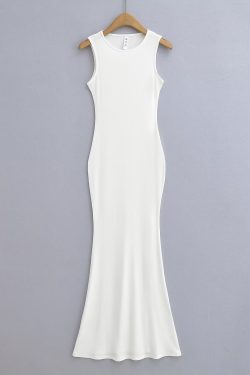 Lightweight Sexy Mermaid Dress for Women - Slim Fit Bodycon Sleeveless Long Dress for Spring and Summer Fashion