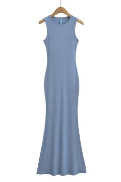 Lightweight Sexy Mermaid Dress for Women - Slim Fit Bodycon Sleeveless Long Dress for Spring and Summer Fashion