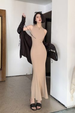 Lightweight Sexy Mermaid Dress for Women - Slim Fit Bodycon Sleeveless Long Dress for Spring and Summer Fashion
