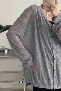 Lightweight Sheer Sun Grapefruit Cardigan - Women's Long Sleeve Summer Outerwear, Loose & Breathable Air Conditioning Jacket