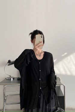 Lightweight Sheer Sun Grapefruit Cardigan - Women's Long Sleeve Summer Outerwear, Loose & Breathable Air Conditioning Jacket