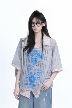 Lightweight Summer Hollow Two-Piece Short Sleeve Shirt for Women - Loose Fit with Stylish Collar, Perfect for Casual Outings