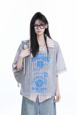 Lightweight Summer Hollow Two-Piece Short Sleeve Shirt for Women - Loose Fit with Stylish Collar, Perfect for Casual Outings