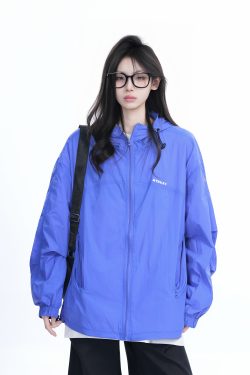 Lightweight UV Protection Jacket for Women, Loose Fit Zip-Up Hooded Coat, Ice-Feel Fabric, Sun Protection Outerwear
