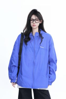 Lightweight UV Protection Jacket for Women, Loose Fit Zip-Up Hooded Coat, Ice-Feel Fabric, Sun Protection Outerwear