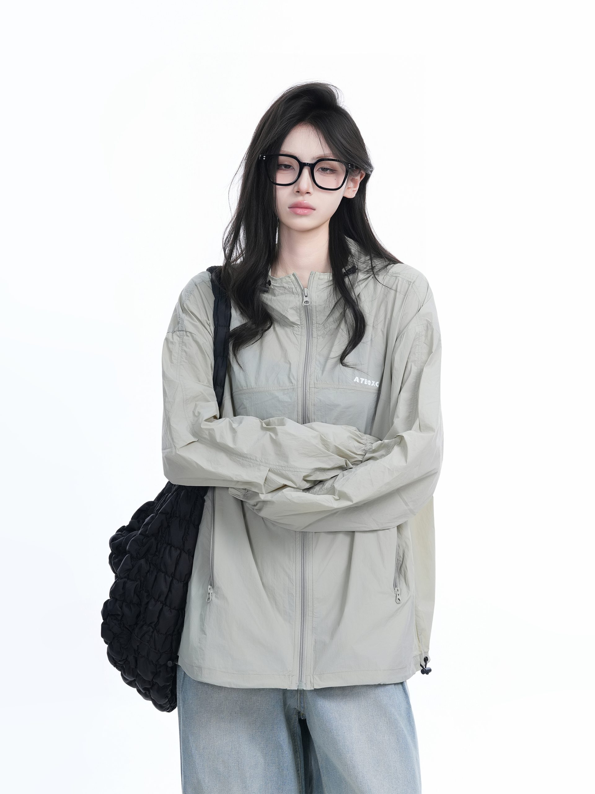 Lightweight UV Protection Jacket for Women, Loose Fit Zip-Up Hooded Coat, Ice-Feel Fabric, Sun Protection Outerwear Lightweight UV Protection Jacket for Women, Loose Fit Zip-Up Hooded Coat, Ice-Feel Fabric, Sun Protection Outerwear