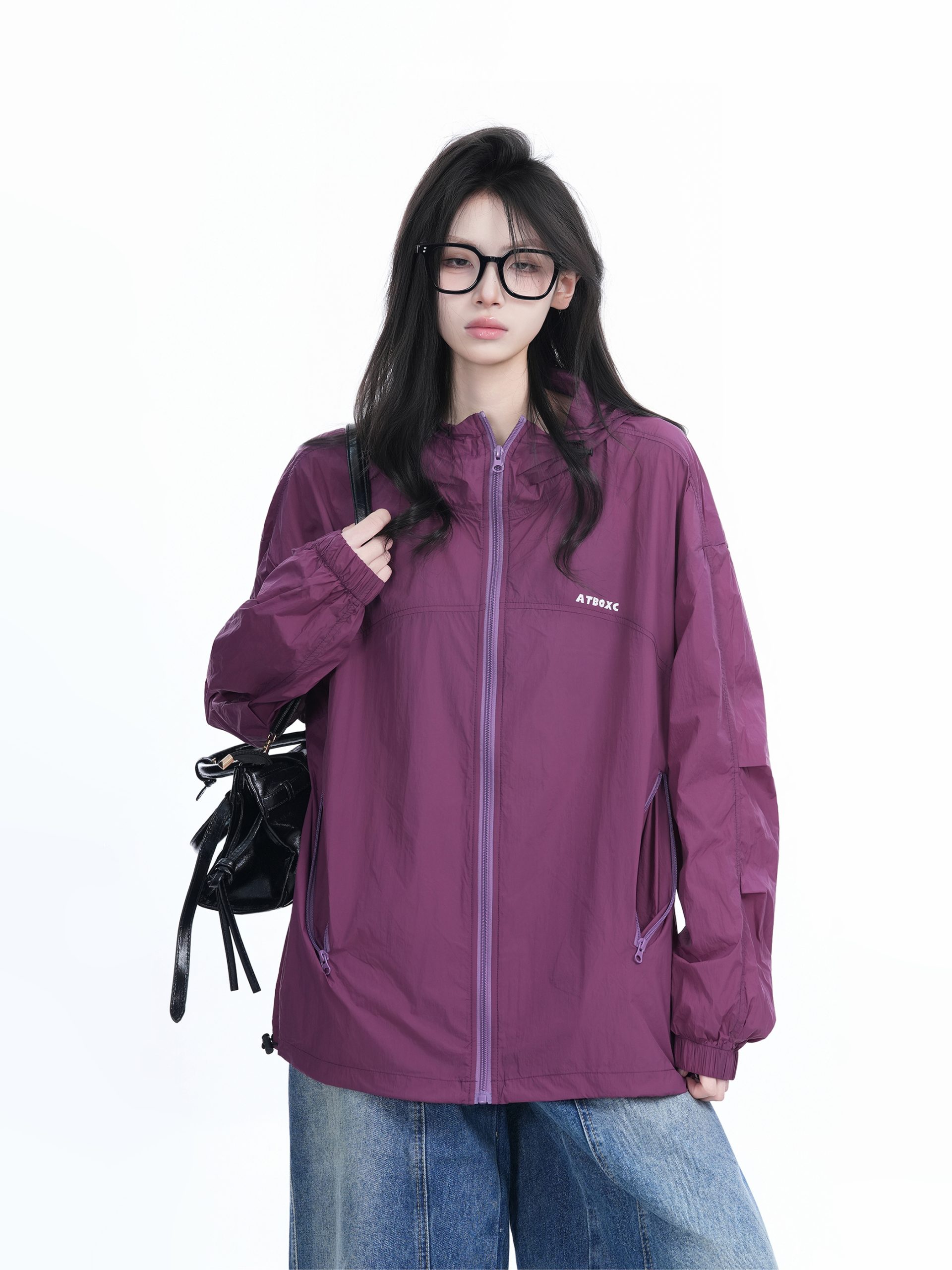 Lightweight UV Protection Jacket for Women, Loose Fit Zip-Up Hooded Coat, Ice-Feel Fabric, Sun Protection Outerwear Lightweight UV Protection Jacket for Women, Loose Fit Zip-Up Hooded Coat, Ice-Feel Fabric, Sun Protection Outerwear