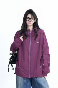 Lightweight UV Protection Jacket for Women, Loose Fit Zip-Up Hooded Coat, Ice-Feel Fabric, Sun Protection Outerwear