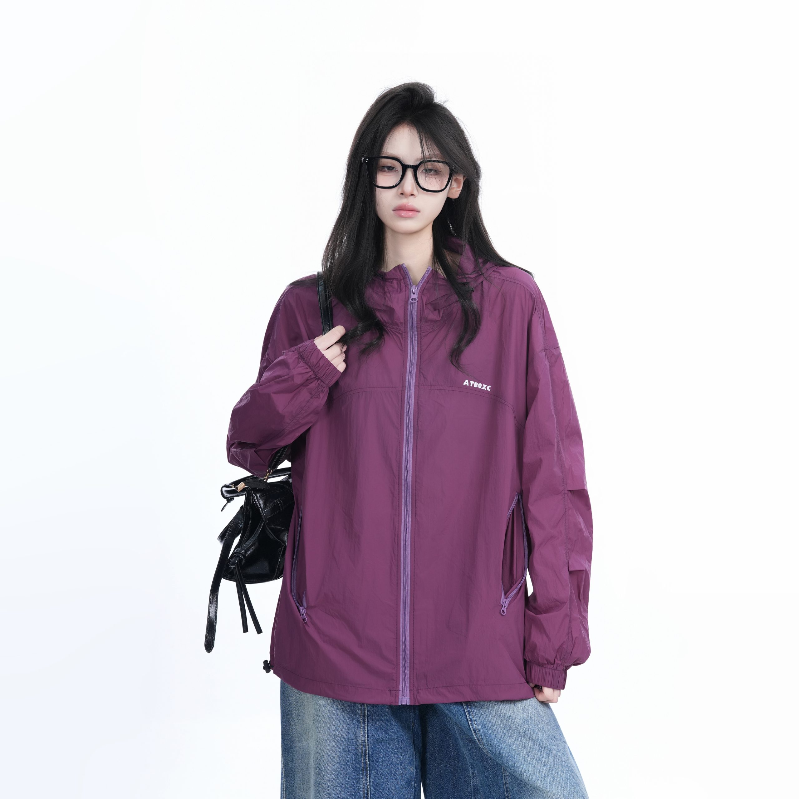 Lightweight UV Protection Jacket for Women, Loose Fit Zip-Up Hooded Coat, Ice-Feel Fabric, Sun Protection Outerwear Lightweight UV Protection Jacket for Women, Loose Fit Zip-Up Hooded Coat, Ice-Feel Fabric, Sun Protection Outerwear