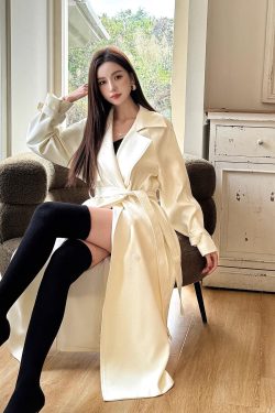 Lightweight White Mid-Length Trench Coat 2025, Casual Drape, Belted Double-Breasted Design, Chic Everyday Outerwear