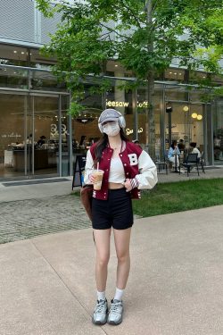 Limited Edition Vintage Letter Spliced Baseball Jacket for Women - Hip-Hop Loose Fit Short Coat, Perfect for 90s and Y2K Styles