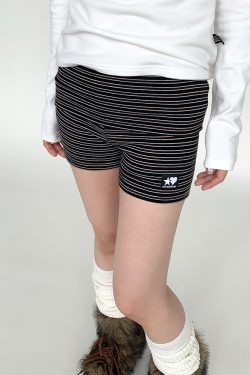 Little Devil Velvet Layering Leggings for Autumn Winter - Striped Inner Wear with Anti-Exposure Safety Shorts