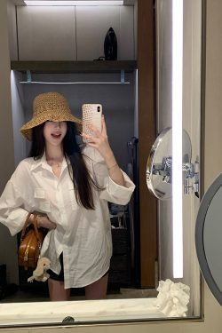 Long Sleeve Imitation Linen Shirt for Women - White Loose Summer Top with Sun Protection - Casual Intellectual Relaxation Style