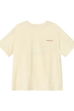 Loose Cartoon Embroidery Short Sleeve T-Shirt for Women - Summer 2025 Pure Cotton Round Neck Top, Casual Y2K Style