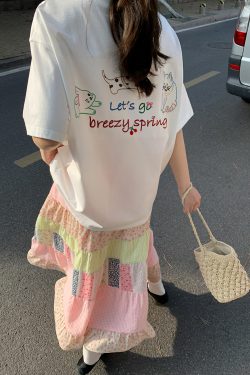 Loose Cartoon Embroidery Short Sleeve T-Shirt for Women - Summer 2025 Pure Cotton Round Neck Top, Casual Y2K Style