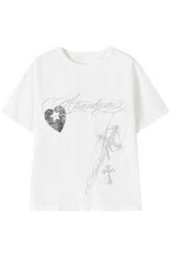 Loose Casual Black and White Short Sleeve T-Shirt with Text Print - Round Neck, Trendy Street Style, Everyday Essential