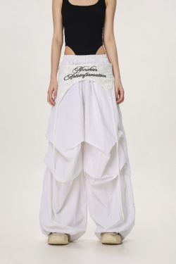 Loose Casual Straight Leg Paratrooper Pants for Women - American Streetwear Jazz Dance Wide Leg Trousers