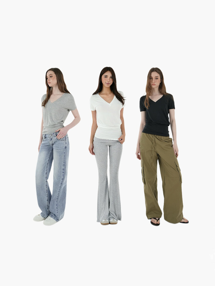 Loose Cool V-Neck Batwing Sleeve Short-Sleeve Top - Casual Chic Essential for Effortless Style, Perfect for 90s and Y2K Fashion Lovers Loose Cool V-Neck Batwing Sleeve Short-Sleeve Top - Casual Chic Essential for Effortless Style, Perfect for 90s and Y2K Fashion Lovers