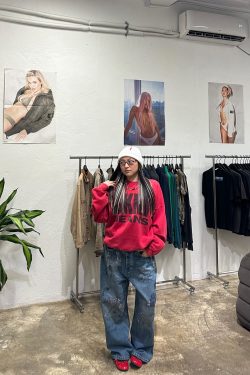 Loose Denim Pants with Heavy-Duty Graffiti Print, Light Clay Dye, High-End Style, Y2K Fashion, Trendy Streetwear, Second Batch Design