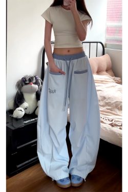 Loose Fit Striped Curved Knife Work Pants for Women - Versatile Wide-Leg Jazz Dance Casual Trousers in American Street Style