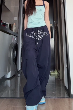 Loose-Fit Vintage Cargo Pants for Women, Wide-Leg Parachute Style, Hip-Hop & Street Dance Versatile Casual Trousers