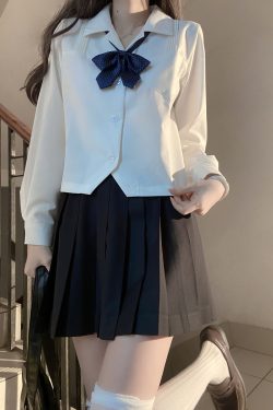 Loose Fit White Short and Long Sleeve JK Shirt - Versatile College Style Top for Women - Spring and Autumn Wardrobe Essential