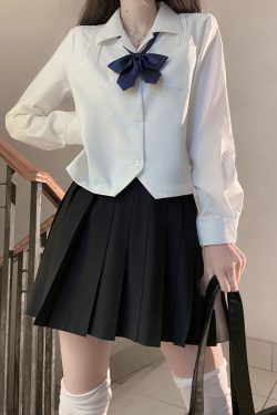 Loose Fit White Short and Long Sleeve JK Shirt - Versatile College Style Top for Women - Spring and Autumn Wardrobe Essential