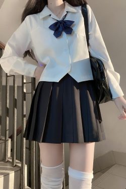 Loose Fit White Short and Long Sleeve JK Shirt - Versatile College Style Top for Women - Spring and Autumn Wardrobe Essential