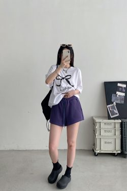 Loose-Fitting Casual Summer Shorts for Outdoor Wear - Comfortable Sports Sweatpants in Sun Grapefruit Color