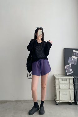 Loose-Fitting Casual Summer Shorts for Outdoor Wear - Comfortable Sports Sweatpants in Sun Grapefruit Color