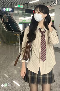 Loose Short Sleeve Blue Striped Shirt Top for Women - Pudding Bear Inspired JK Style Summer Fashion 2024