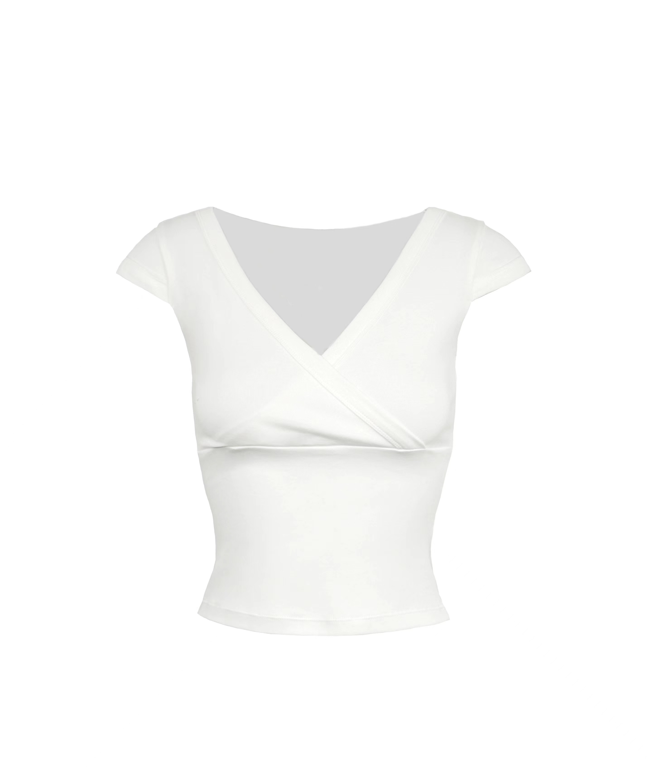 Low-Cut Cross V-Neck Short Sleeve Fitted Stretchy Top - Y2K Style Casual Wear Low-Cut Cross V-Neck Short Sleeve Fitted Stretchy Top - Y2K Style Casual Wear