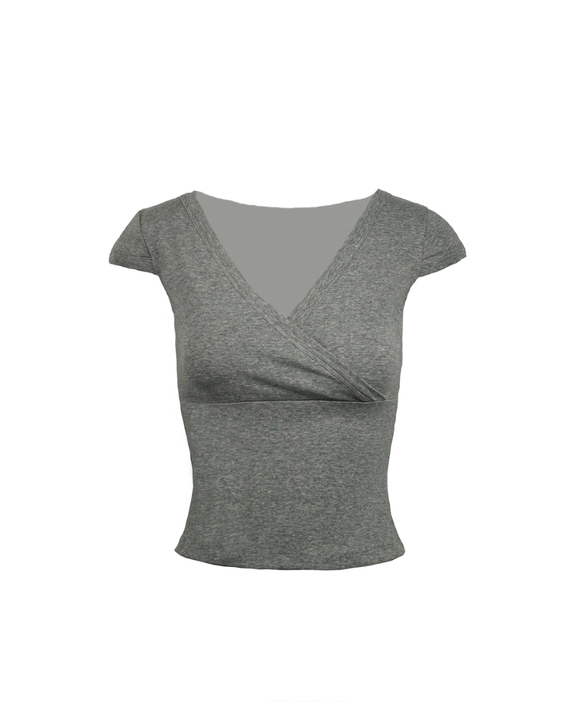 Low-Cut Cross V-Neck Short Sleeve Fitted Stretchy Top - Y2K Style Casual Wear Low-Cut Cross V-Neck Short Sleeve Fitted Stretchy Top - Y2K Style Casual Wear