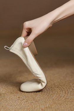 Low-Heeled Chunky Sole Genuine Leather Moccasin Flats - Ultra-Soft Small Shoes for Comfortable Everyday Wear