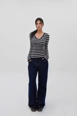Low-Rise Vintage Loose Wide-Leg Jeans for Women - 90s Inspired Denim Trousers