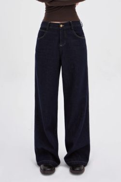 Low-Rise Vintage Loose Wide-Leg Jeans for Women - 90s Inspired Denim Trousers