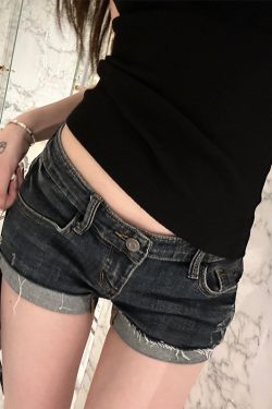 Low Waist Denim Shorts for Women - Spicy Mini Hot Pants, Tight Fit, Sweet Style, Y2K Inspired Summer Fashion