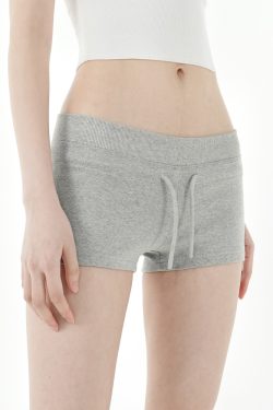 Low-Waist Slim-Fit Elastic Sports Knitted Shorts for Women - Casual Activewear, Perfect for Gym and Outdoor Activities