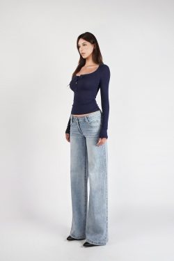Low-Waist Straight-Leg Slimming Jeans for Women - Trendy Y2K Style, Perfect for Casual Outfits and Everyday Wear