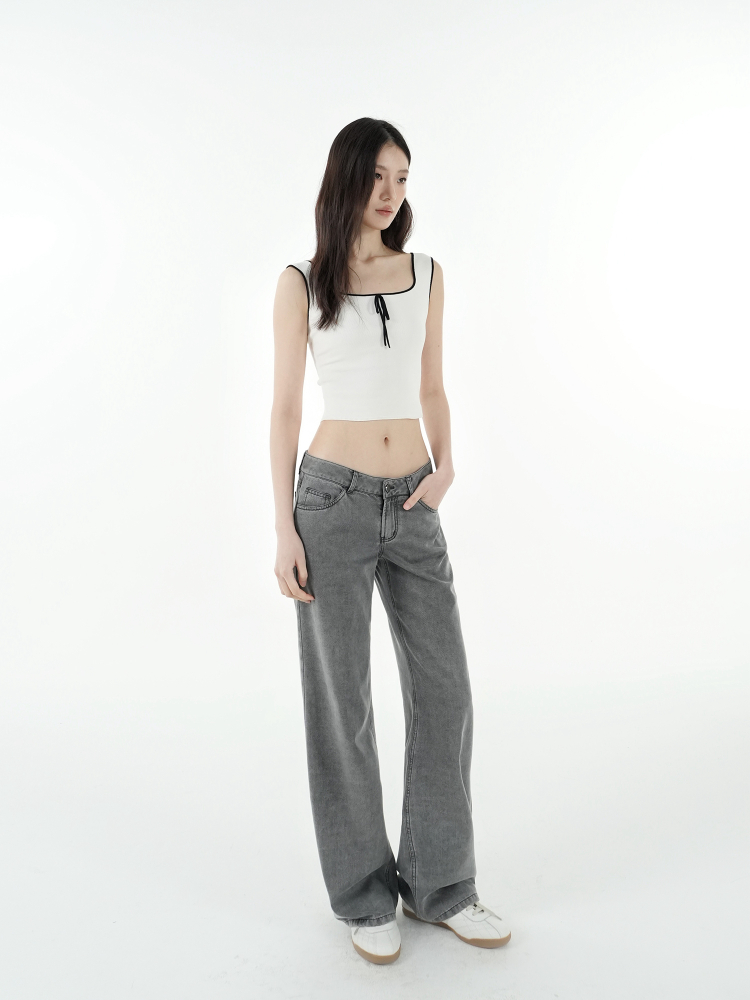 Low-Waist Tencel Gray Straight-Leg Casual Pants for Women - Trendy Y2K Style, Comfortable Everyday Wear Low-Waist Tencel Gray Straight-Leg Casual Pants for Women - Trendy Y2K Style, Comfortable Everyday Wear