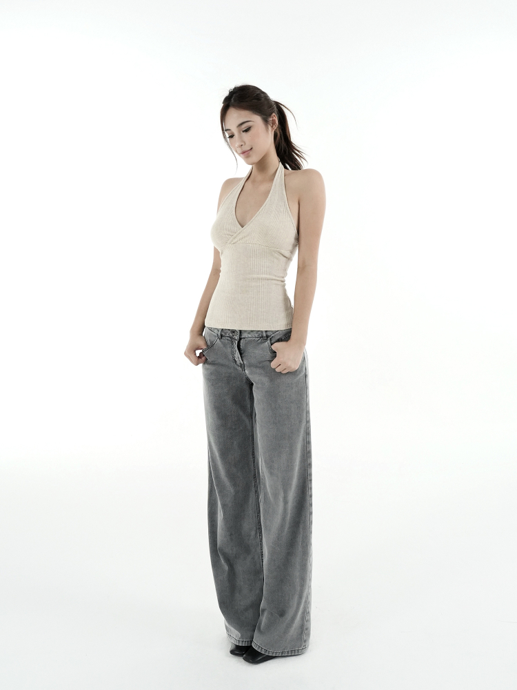 Low-Waist Tencel Gray Straight-Leg Casual Pants for Women - Trendy Y2K Style, Comfortable Everyday Wear Low-Waist Tencel Gray Straight-Leg Casual Pants for Women - Trendy Y2K Style, Comfortable Everyday Wear