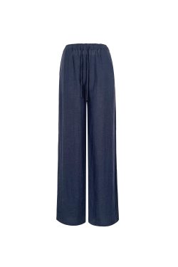 Low-Waist Vintage Tencel Linen Elastic Waist Straight-Leg Pants for Women - Retro 90s Inspired Style