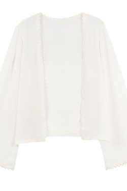 Lunar Crescent Lace Cardigan - Chiffon Sun Protection, Bell Sleeves, Draped Design, Slimming Short Jacket for Spring/Summer Women's Fashion