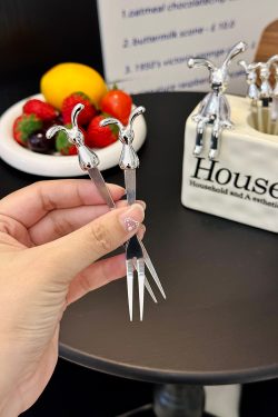 Luxury Stainless Steel Fruit Forks Set with 6 Skewers and Ceramic Storage Jar for Desserts and Fruit