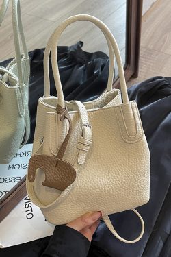 Lychee Pattern Soft Leather Bucket Tote Bag - Casual Minimalist Crossbody Shoulder Bag for Women - 2025 Trendy Style