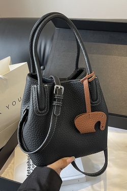 Lychee Pattern Soft Leather Bucket Tote Bag - Casual Minimalist Crossbody Shoulder Bag for Women - 2025 Trendy Style