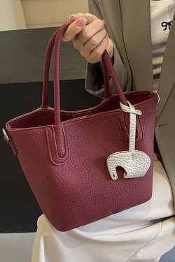 Lychee Pattern Soft Leather Bucket Tote Bag - Casual Minimalist Crossbody Shoulder Bag for Women - 2025 Trendy Style