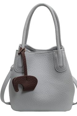 Lychee Pattern Soft Leather Bucket Tote Bag - Casual Minimalist Crossbody Shoulder Bag for Women - 2025 Trendy Style