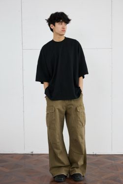 Men's 275g Heavyweight Pure Cotton Seamless Basic Short Sleeve T-Shirt - Loose Fit Spring/Summer Essential